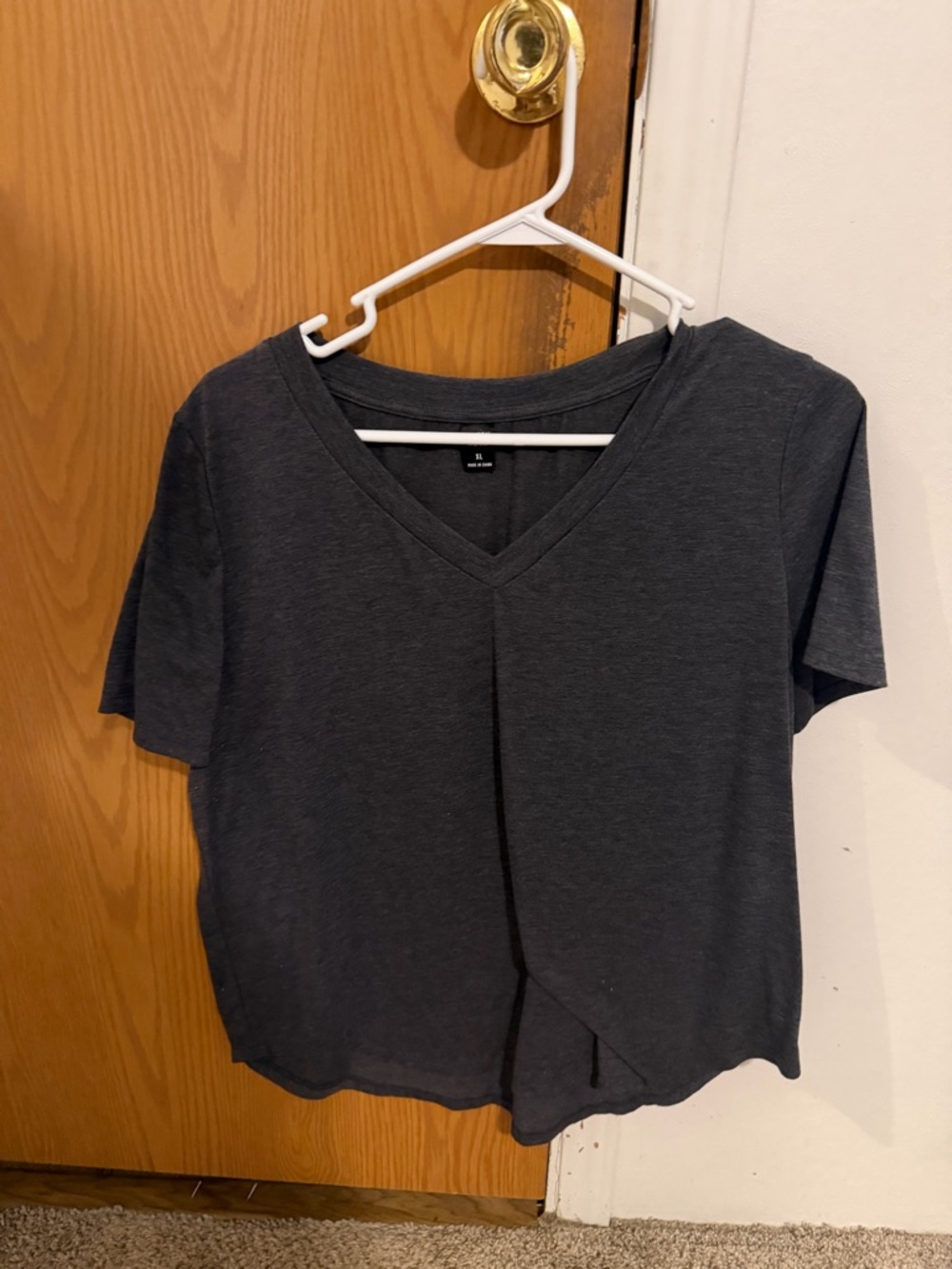 Classic V-Neck Short Sleeve Top - Charcoal